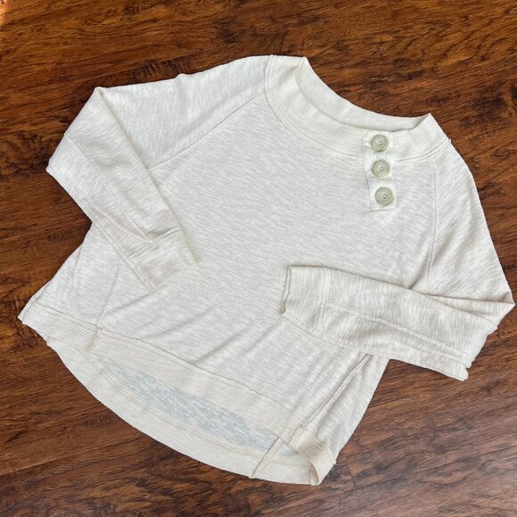 We The Free by Free People Cream Button-Neck Pullover - Picture 1 of 8